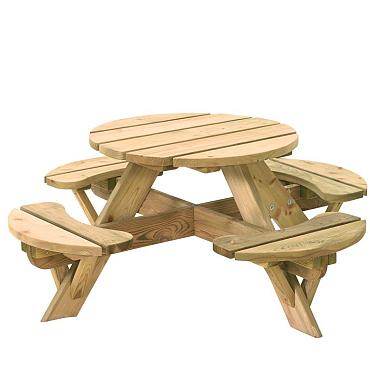 Kinderpicknicktafel rond Jimmy, doorsnede blad 63 cm, groen geïmpregneerd