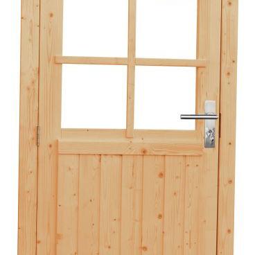 Vuren enkele 6-ruits deur inclusief kozijn, rechtsdraaiend, 90x201 cm, groen geïmpregneerd