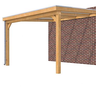 Veranda Excellent 400 douglas, 412x410 cm, dakplaten helder, kleurloos geïmpregneerd.
