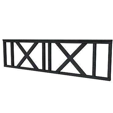 Hekwerk met kruis douglas type C, 278.5x73 cm, zwart geïmpregneerd