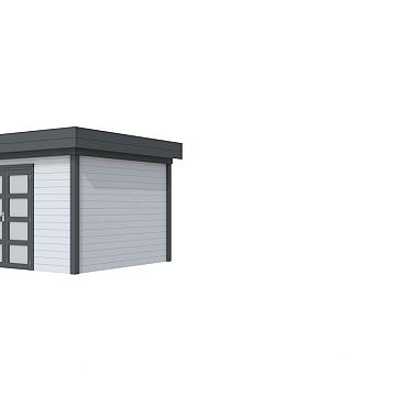Vuren Topvision Parelhoen, 400x300 cm, wanden lichtgrijs en basis antraciet