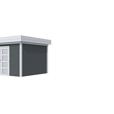 Vuren Topvision Parelhoen, 400x300 cm, wanden antraciet en basis lichtgrijs