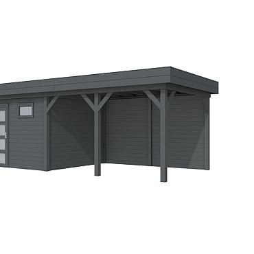 Vuren Topvision Tapuit, 300x300 en luifel 400 cm, antraciet gespoten