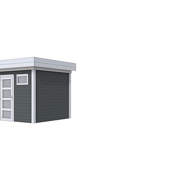 Vuren Topvision Premium Kuifmees, 250x250 cm, wanden antraciet en basis lichtgrijs.