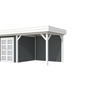 Vuren Topvision Premium Kolibri, 250x250 en luifel 300 cm, wanden antraciet en basis wit.