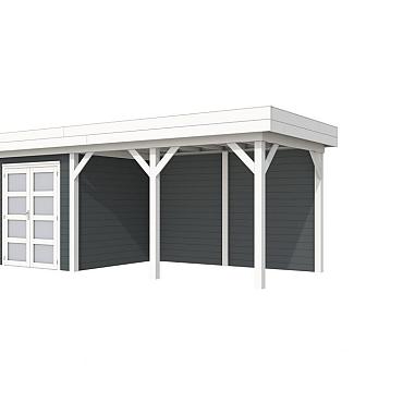 Vuren Topvision Premium Kolibri, 250x250 en luifel 400 cm, wanden antraciet en basis wit.