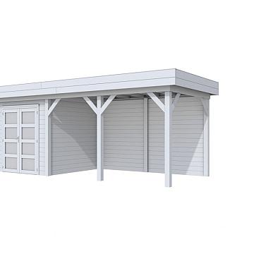 Vuren Topvision Premium Kolibri, 250x250 en luifel 400 cm, lichtgrijs gespoten.