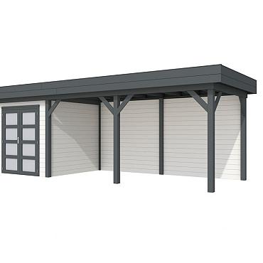 Vuren Topvision Premium Kolibri, 250x250 en luifel 500 cm, wanden wit en basis antraciet.