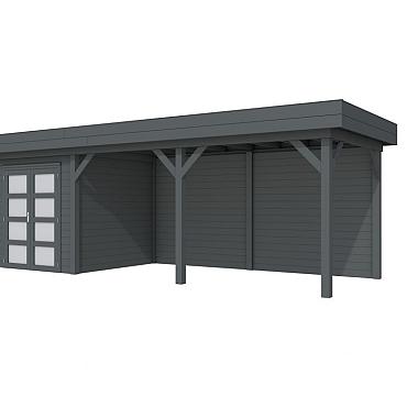 Vuren Topvision Premium Kolibri, 250x250 en luifel 500 cm, antraciet gespoten.