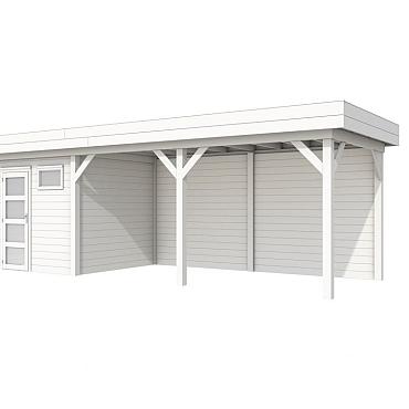 Vuren Topvision Premium Kuifmees, 250x250 en luifel 500 cm, wit gespoten.