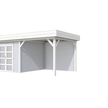 Vuren Topvision Bosuil, 300x300 en luifel 300 cm, wanden lichtgrijs en basis wit