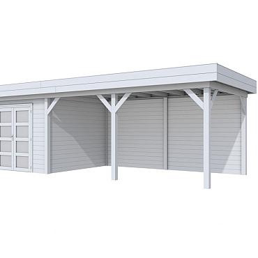 Vuren Topvision Premium Bosuil, 300x300 en luifel 500 cm, lichtgrijs gespoten.
