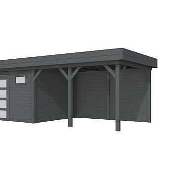 Vuren Topvision Premium Kievit, 400x300 cm en luifel 400 cm, antraciet gespoten.