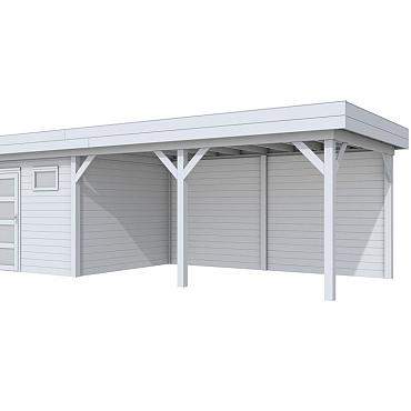 Vuren Topvision Premium Kievit, 400x300 en luifel 500 cm, lichtgrijs gespoten.