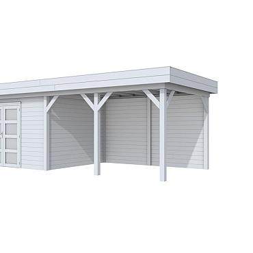 Vuren Topvision Parelhoen, 400x300 en luifel 400 cm, lichtgrijs gespoten