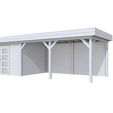 Vuren Topvision Premium Parelhoen, 400x300 en luifel 500 cm, lichtgrijs gespoten.