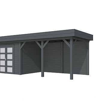 Vuren Topvision Premium Bonte Specht, 300x250 en luifel 400 cm, antraciet gespoten.