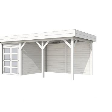 Vuren Topvision Premium Zwaluw, 200x300 en luifel 400 cm, wit gespoten.