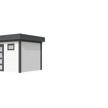 Vuren Topvision Premium Bonte Kraai, 300x250 cm, wanden wit en basis antraciet.