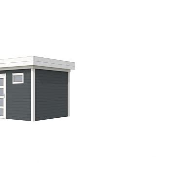 Vuren Topvision Premium Bonte Kraai, 300x250 cm, wanden antraciet en basis wit.