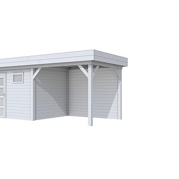 Vuren Topvision Premium Bonte Kraai, 300x250 en luifel 300 cm, lichtgrijs gespoten.