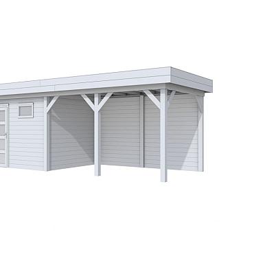 Vuren Topvision Premium Bonte Kraai, 300x250 en luifel 400 cm, lichtgrijs gespoten.