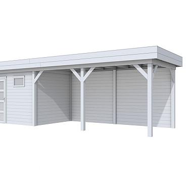 Vuren Topvision Premium Bonte Kraai, 300x250 en luifel 500 cm, lichtgrijs gespoten.