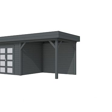 Vuren Topvision Premium Bonte Specht, 300x250 en luifel 300 cm, antraciet gespoten.