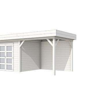 Vuren Topvision Premium Bonte Specht, 300x250 en luifel 300 cm, wit gespoten.
