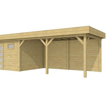Vuren Topvision Premium Tapuit, 300x300 en luifel 500 cm, groen geïmpregneerd.