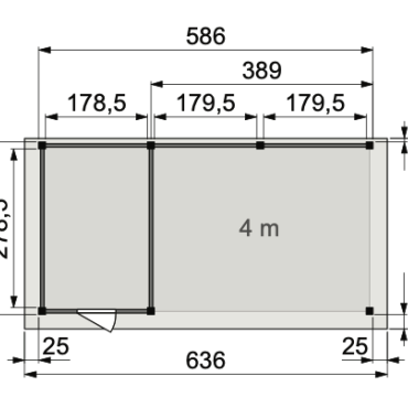 Vuren Topvision Premium Zwaluw, 200x300 en luifel 400 cm, wanden wit en basis antraciet.