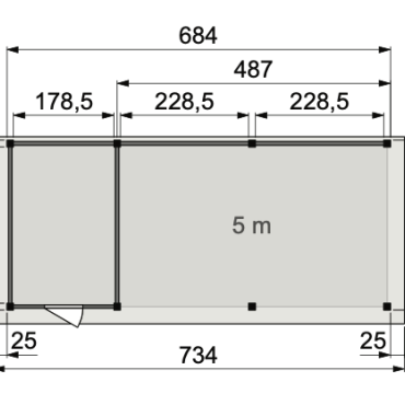 Vuren Topvision Premium Kiekendief, 200x300 en luifel 500 cm, wit gespoten.
