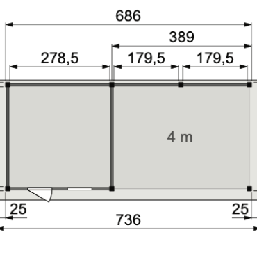 Vuren Topvision Tapuit, 300x300 en luifel 400 cm, wanden lichtgrijs en basis antraciet