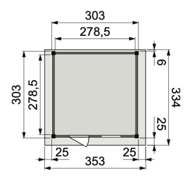 Vuren Topvision Premium Zwaluw, 200x300 cm, wanden antraciet en basis wit.