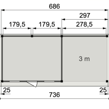Vuren Topvision Parelhoen, 400x300 en luifel 300 cm, wanden antraciet en basis wit
