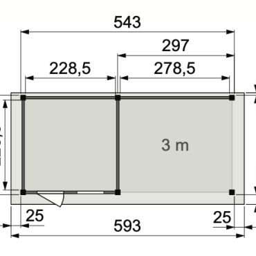 Vuren Topvision Premium Kolibri, 250x250 en luifel 300 cm, groen geïmpregneerd.