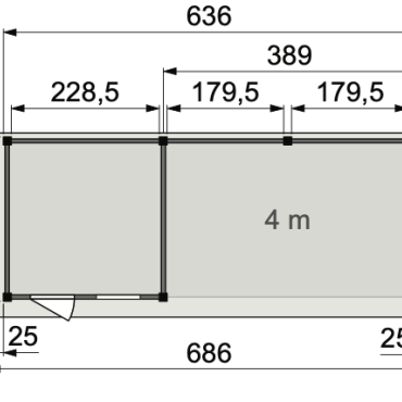 Vuren Topvision Premium Kolibri, 250x250 en luifel 400 cm, wanden lichtgrijs en basis antraciet.