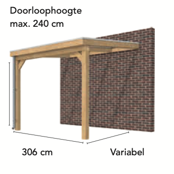 Veranda Excellent 300 douglas, 312x360 cm, dakplaten opaal, transparant gespoten.