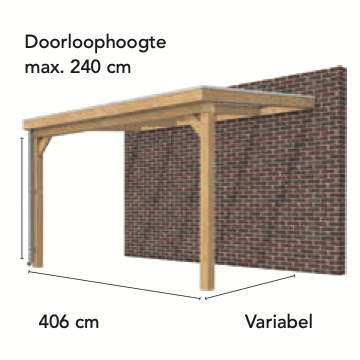 Veranda Excellent 400 douglas, 412x310 cm, dakplaten helder, transparant gespoten.