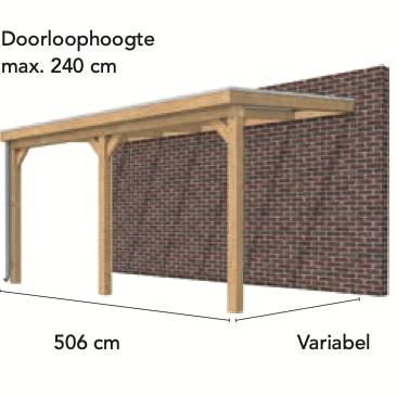 Veranda Excellent 500 douglas, 512x410 cm, dakplaten helder, transparant gespoten.