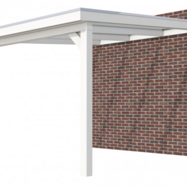 Veranda Excellent 300 vuren, 312x400 cm, dakplaten helder, wit gespoten.