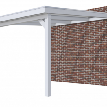 Veranda Excellent 300 vuren, 312x400 cm, dakplaten helder, lichtgrijs gespoten.
