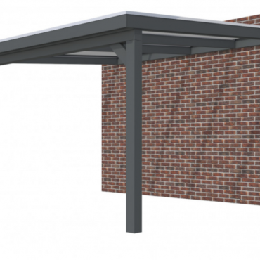 Veranda Excellent 400 vuren, 412x410 cm, dakplaten helder, antraciet gespoten.