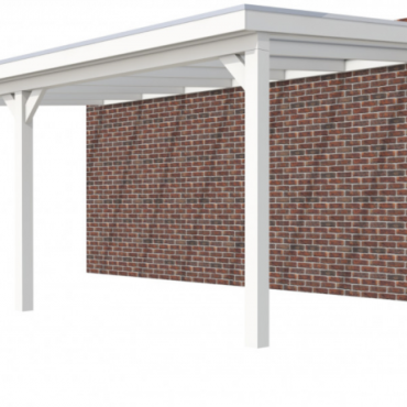 Veranda Excellent 700 vuren, 712x410 cm, dakplaten opaal, wit gespoten.