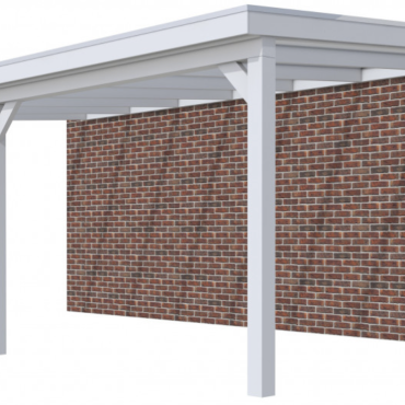 Veranda Excellent 700 vuren, 712x410 cm, dakplaten helder, lichtgrijs gespoten.
