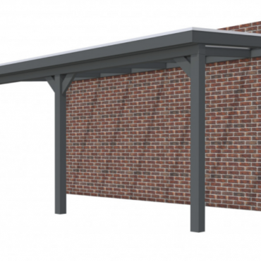 Veranda Excellent 600 vuren, 612x310 cm, dakplaten opaal, antraciet gespoten.
