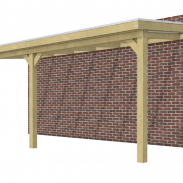 Veranda Excellent 700 vuren, 712x310 cm, dakplaten opaal, groen geïmpregneerd.