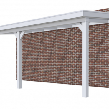 Veranda Excellent 700 vuren, 712x310 cm, dakplaten opaal, lichtgrijs gespoten.