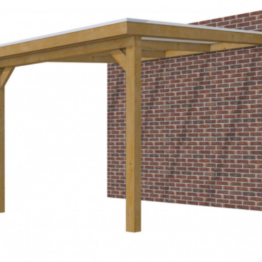 Veranda Excellent 300 douglas, 312x360 cm, dakplaten opaal, groen geïmpregneerd.