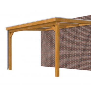 Veranda Excellent 400 douglas, 412x360 cm, dakplaten helder, transparant gespoten.